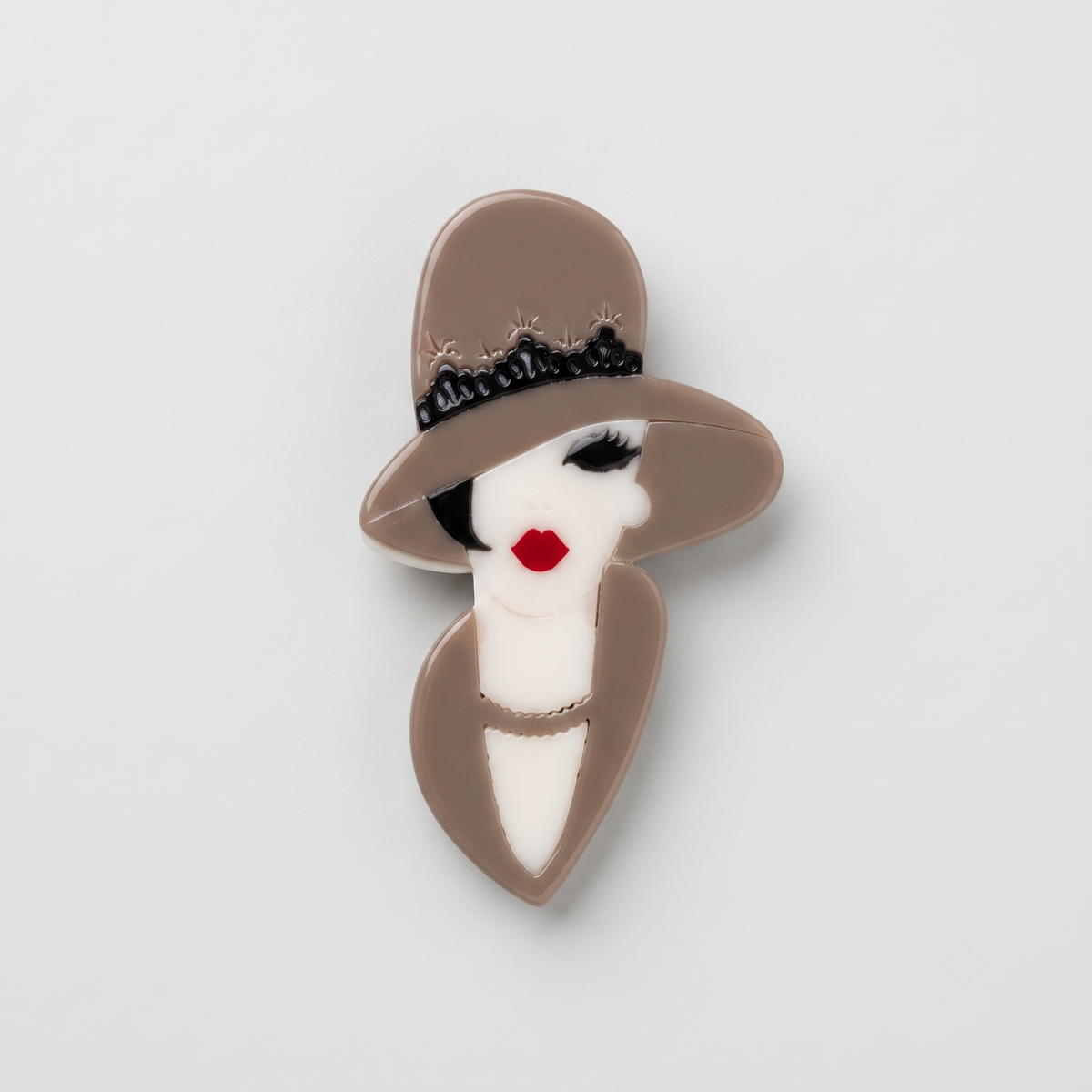 Classic Diva Brooch in Beige - Product View