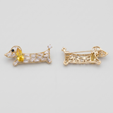 Doxie Spark Brooch in Metal - Front and Back View