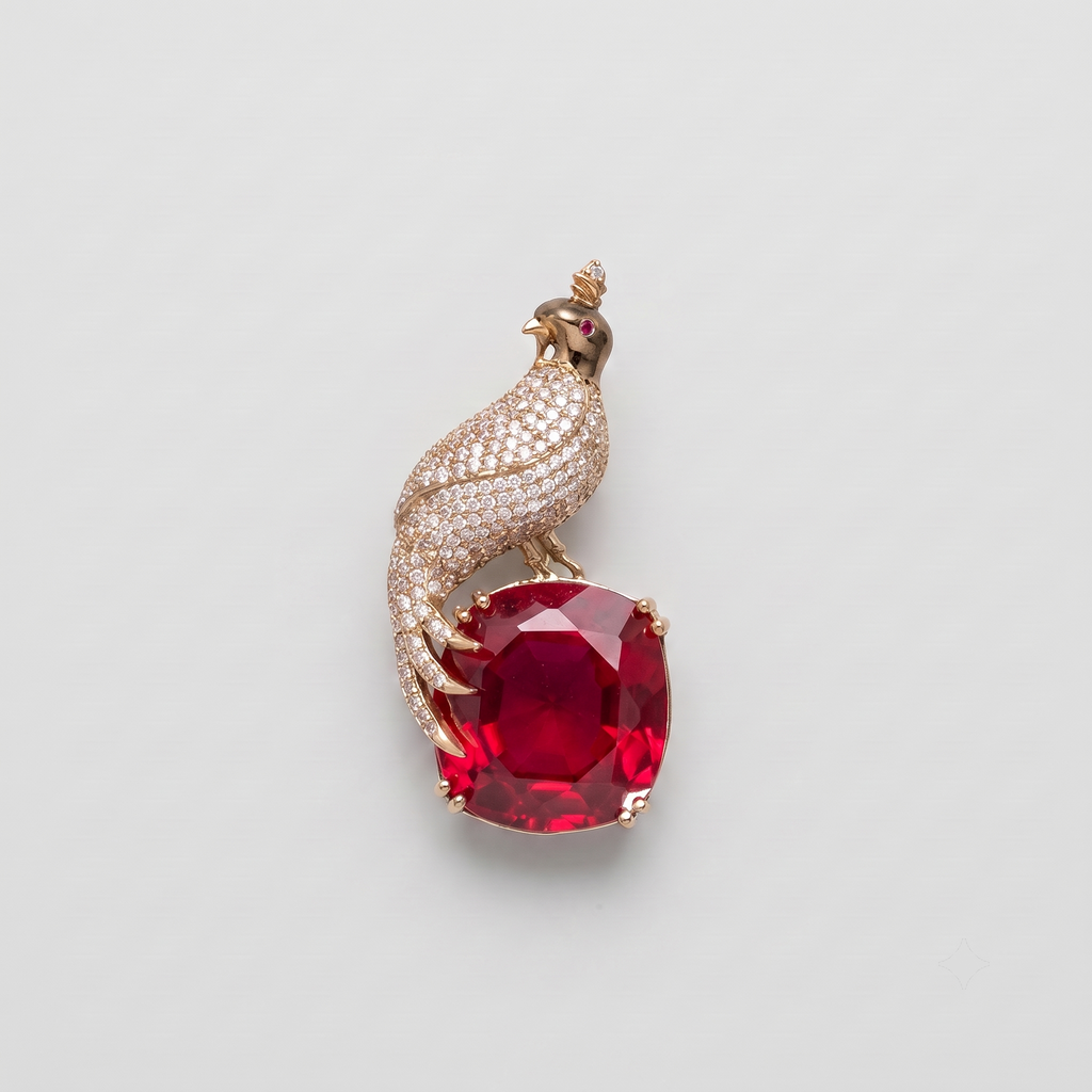 Crimson Crest Brooch