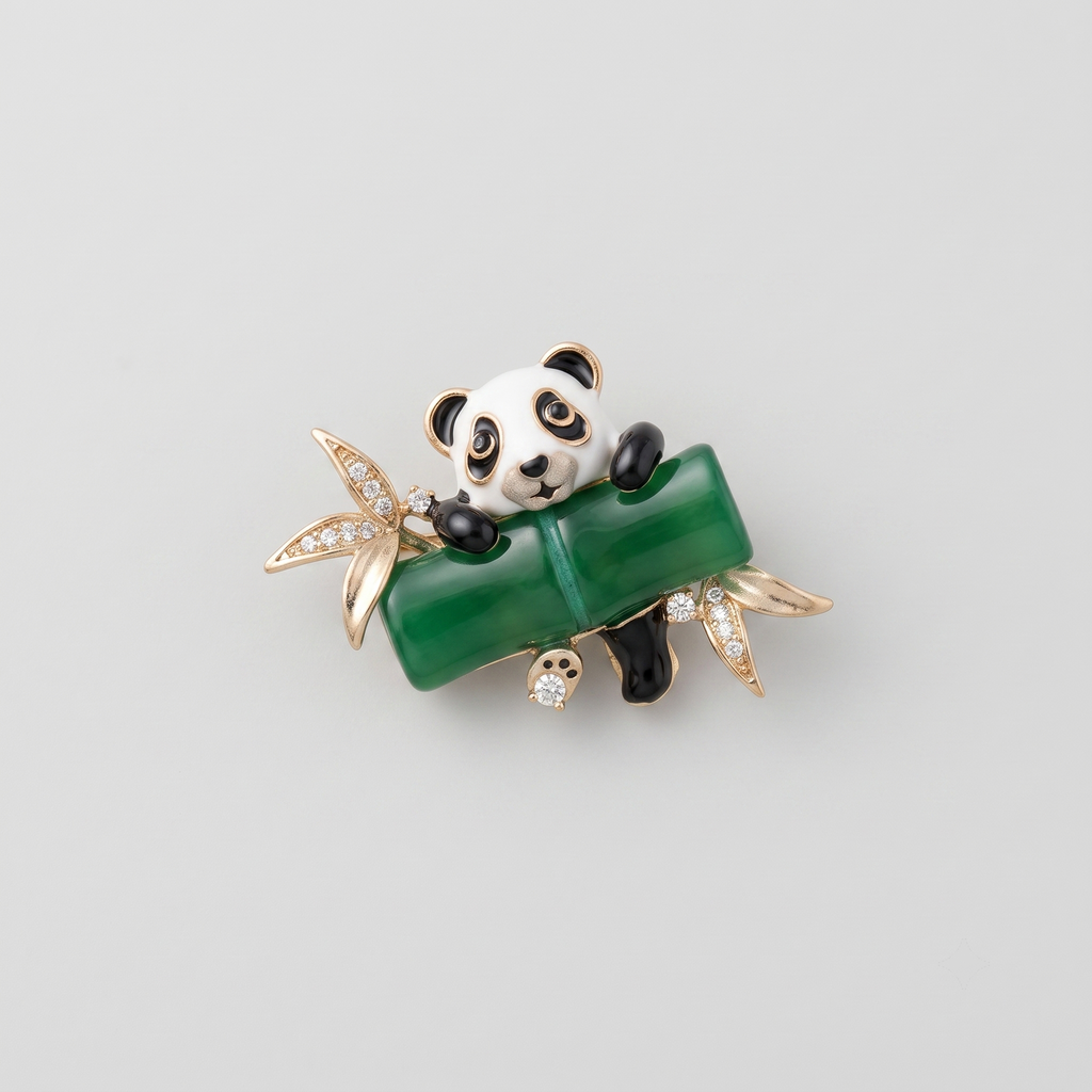 Panda Twig Brooch